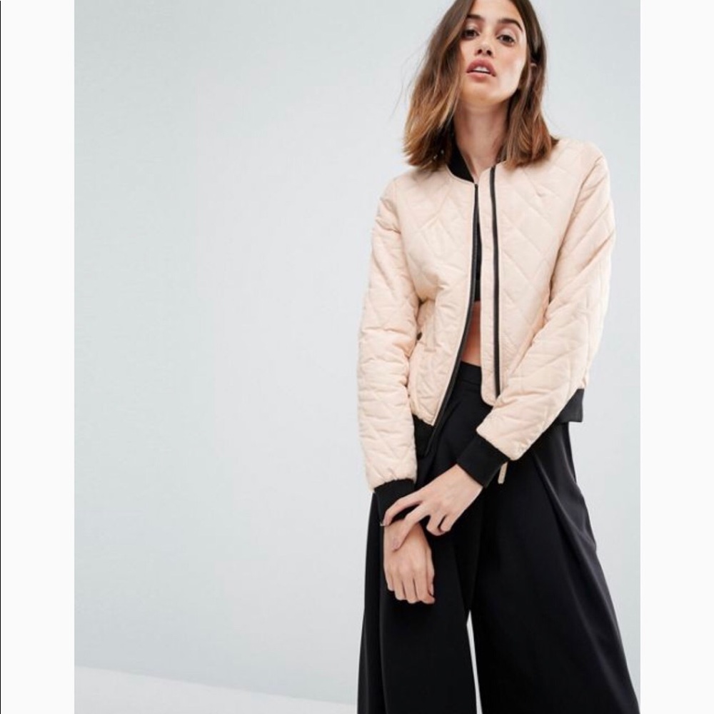 Vero Moda Peach Quilted Bomber Jacket M